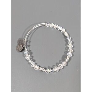 Alex and Ani Clear Aurora Borealis Crystal Bead Expandable Wire Bangle Bracelet